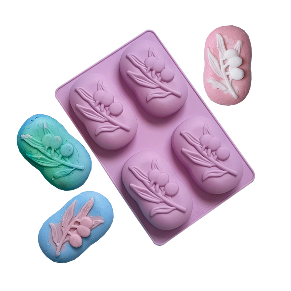 Soap Making Diy Kit - 4-holtes ovale olijfboom siliconen zeep mal