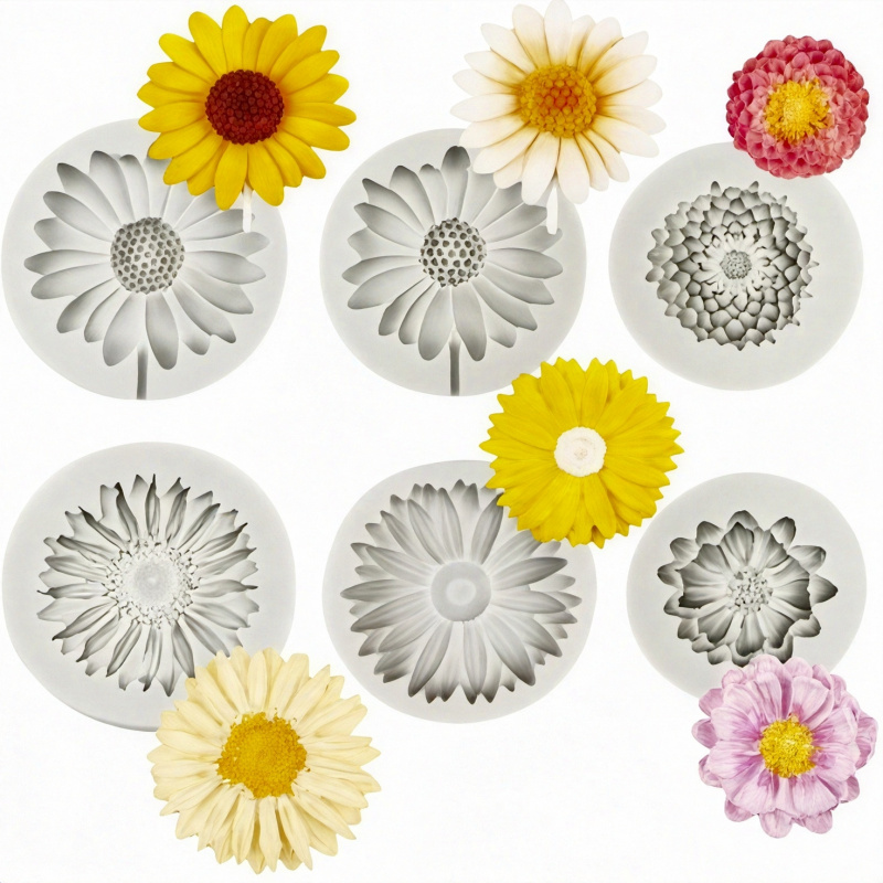 Soap Making Name - 6 stuks, zonnebloem madeliefje siliconen mal,