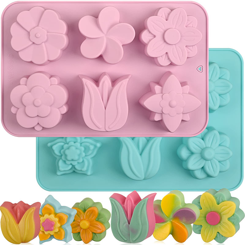 Soap Making Websites - Siliconen Bloem Cakevormen 6-Cavity verschillende Bloem