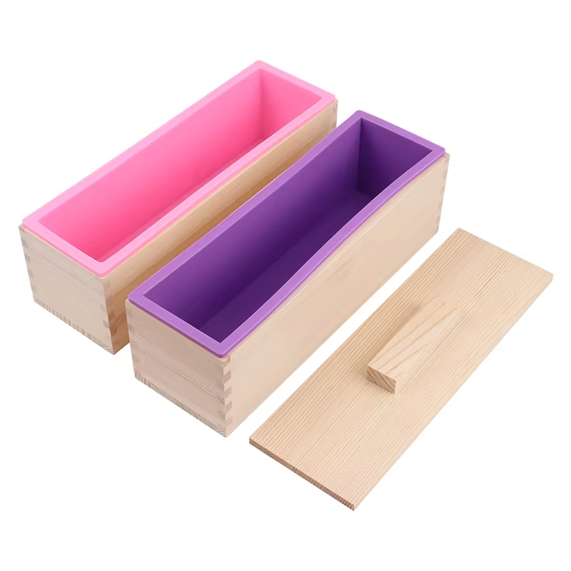 Soap Mold Silicone Loaf - 1200ml Rechthoekige Siliconen Zeepvorm Houten Doos